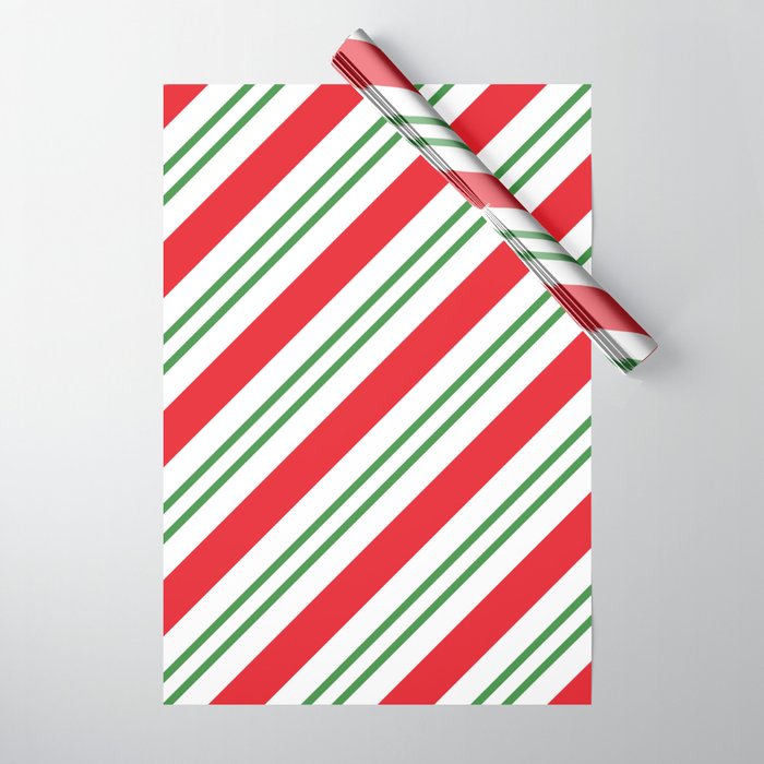 Peppermint Candy Cane Stripes Pattern (red/green/white) Wrapping